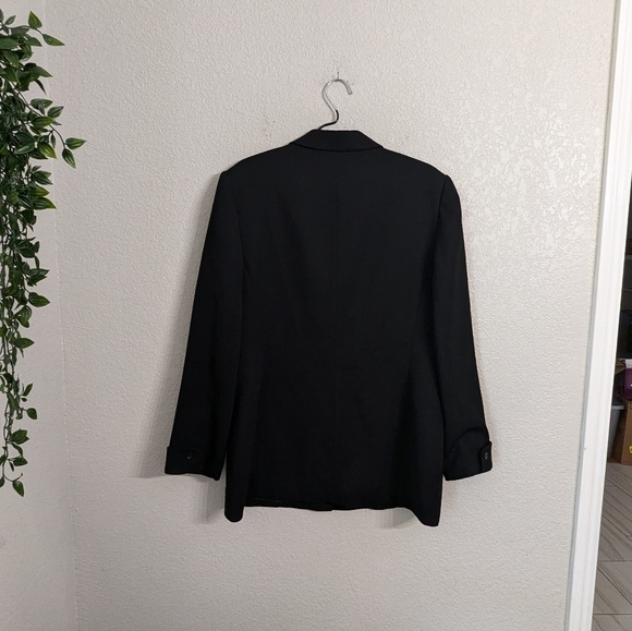 Talbots Pure Wool Black Button Long Suits Jacket Coat Collared Blazer Pockets 14 - Picture 3 of 12